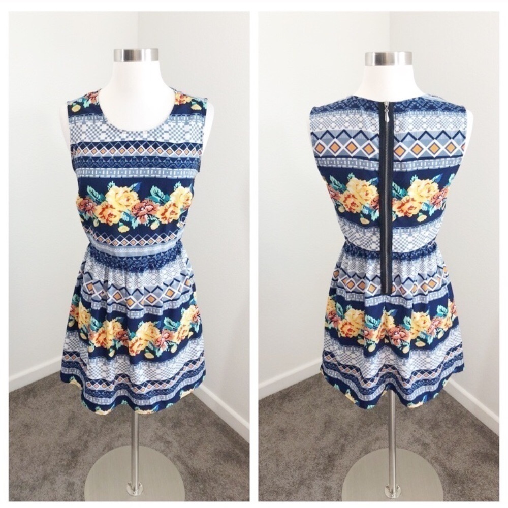 BeBop geometric rose print dress